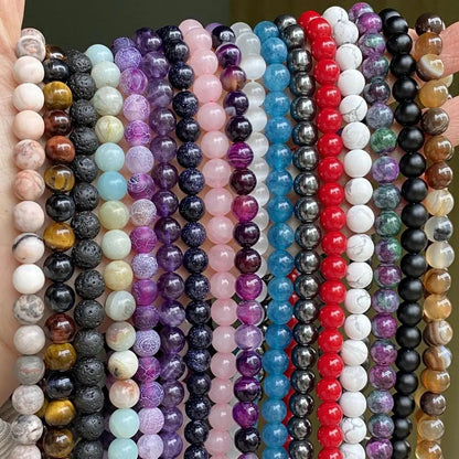 Natural Stone Beads Strand for Jewelry Making – Round Gemstone Beads (Tiger Eye, Amazonite & More) in Multiple Sizes