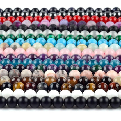 Natural Stone Beads Strand for Jewelry Making – Round Gemstone Beads (Tiger Eye, Amazonite & More) in Multiple Sizes