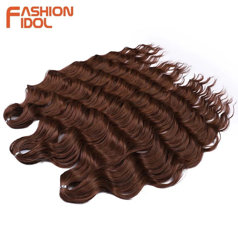 Anna 24 Inch Water Wave Braiding Hair Extensions, Ombre Blonde Crochet Curly Deep Wave Synthetic Hair