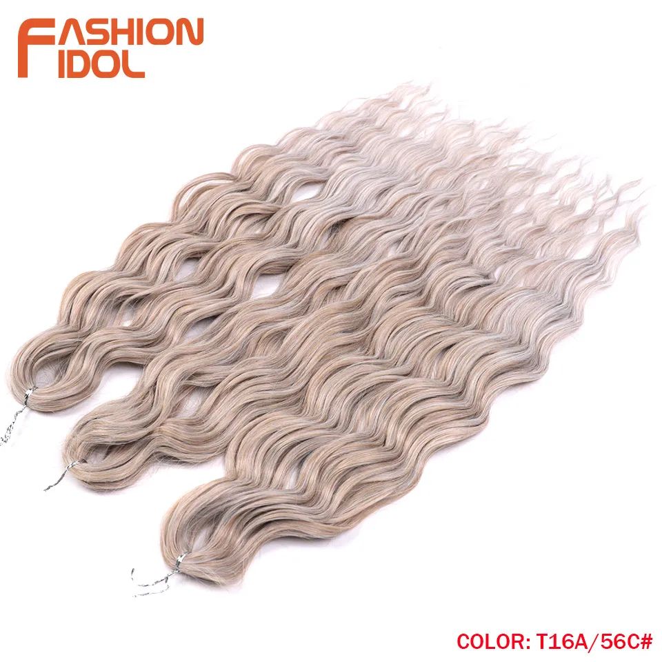 FASHION IDOL 24-Inch water wave crochet hair Extensions – Ombre Rainbow Deep-Wave Braiding Hair