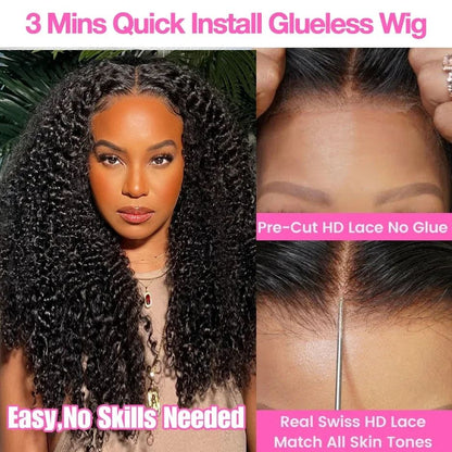 Kinky Curly 13x6 HD Lace Frontal Glueless Human Hair Wig – 4C Afro Curly Volume
