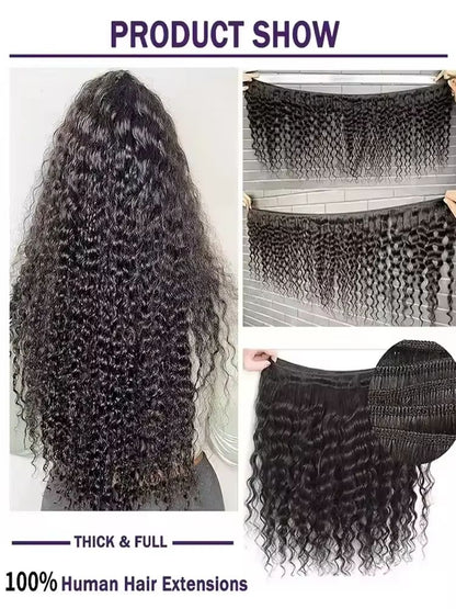 30–34 Inch Deep Wave Human Hair Bundles, Raw Unprocessed Double Weft Virgin Weave Extensions