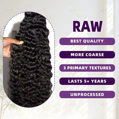 30–34 Inch Deep Wave Human Hair Bundles, Raw Unprocessed Double Weft Virgin Weave Extensions