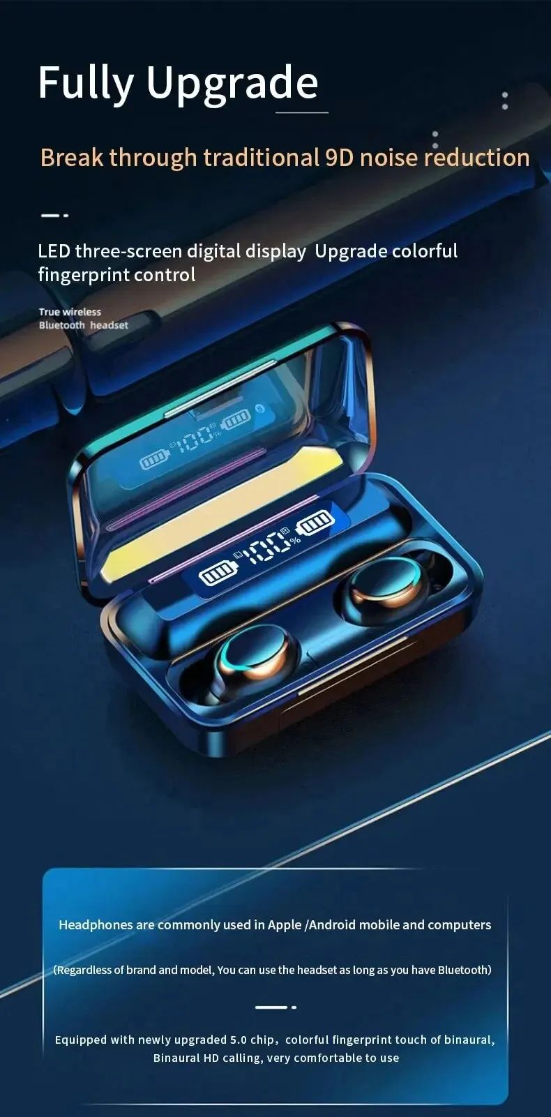 F9 Wireless Bluetooth Earbuds With Display