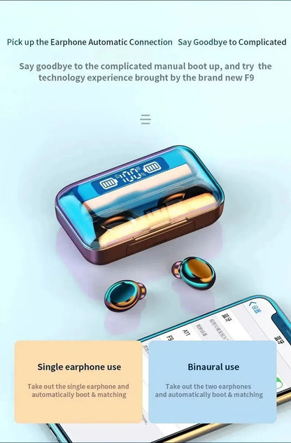 F9 Wireless Bluetooth Earbuds With Display