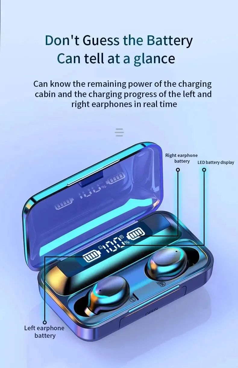 F9 Wireless Bluetooth Earbuds With Display