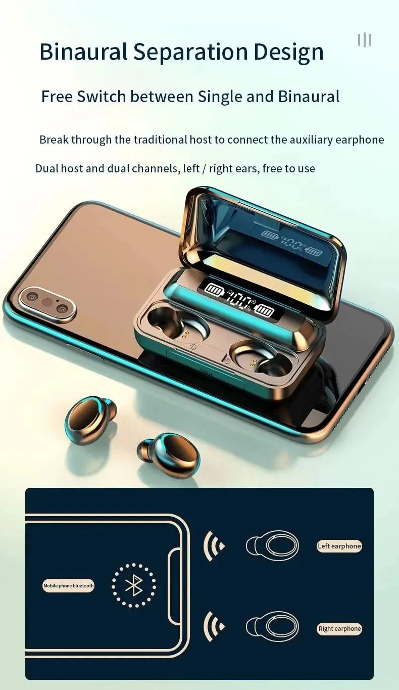 F9 Wireless Bluetooth Earbuds With Display