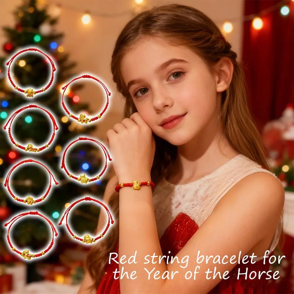 2026 Year of the Horse Red Lucky Rope Bracelet for Women - Chinese Style Beaded Charm, New Year Blessing Gift