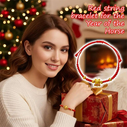2026 Year of the Horse Red Lucky Rope Bracelet for Women - Chinese Style Beaded Charm, New Year Blessing Gift