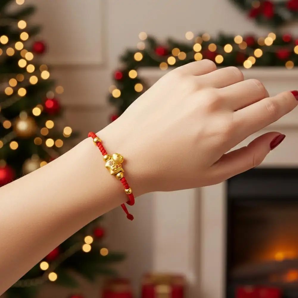 2026 Year of the Horse Red Lucky Rope Bracelet for Women - Chinese Style Beaded Charm, New Year Blessing Gift