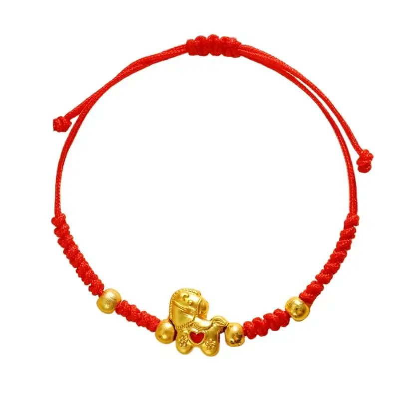 2026 Year of the Horse Red Lucky Rope Bracelet for Women - Chinese Style Beaded Charm, New Year Blessing Gift