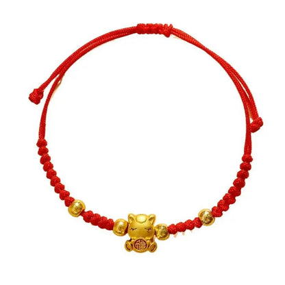 2026 Year of the Horse Red Lucky Rope Bracelet for Women - Chinese Style Beaded Charm, New Year Blessing Gift