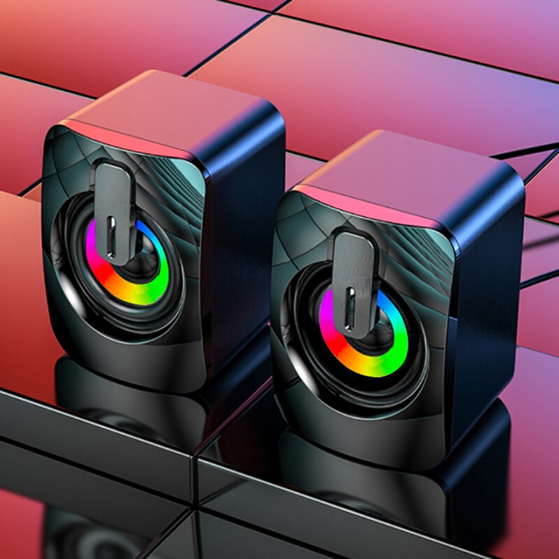 Computer Speakers for PC, HIFI Stereo Sound Box with LED Light, USB Wired Microphone for Desktop Computers