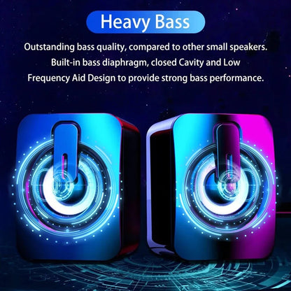 Computer Speakers for PC, HIFI Stereo Sound Box with LED Light, USB Wired Microphone for Desktop Computers