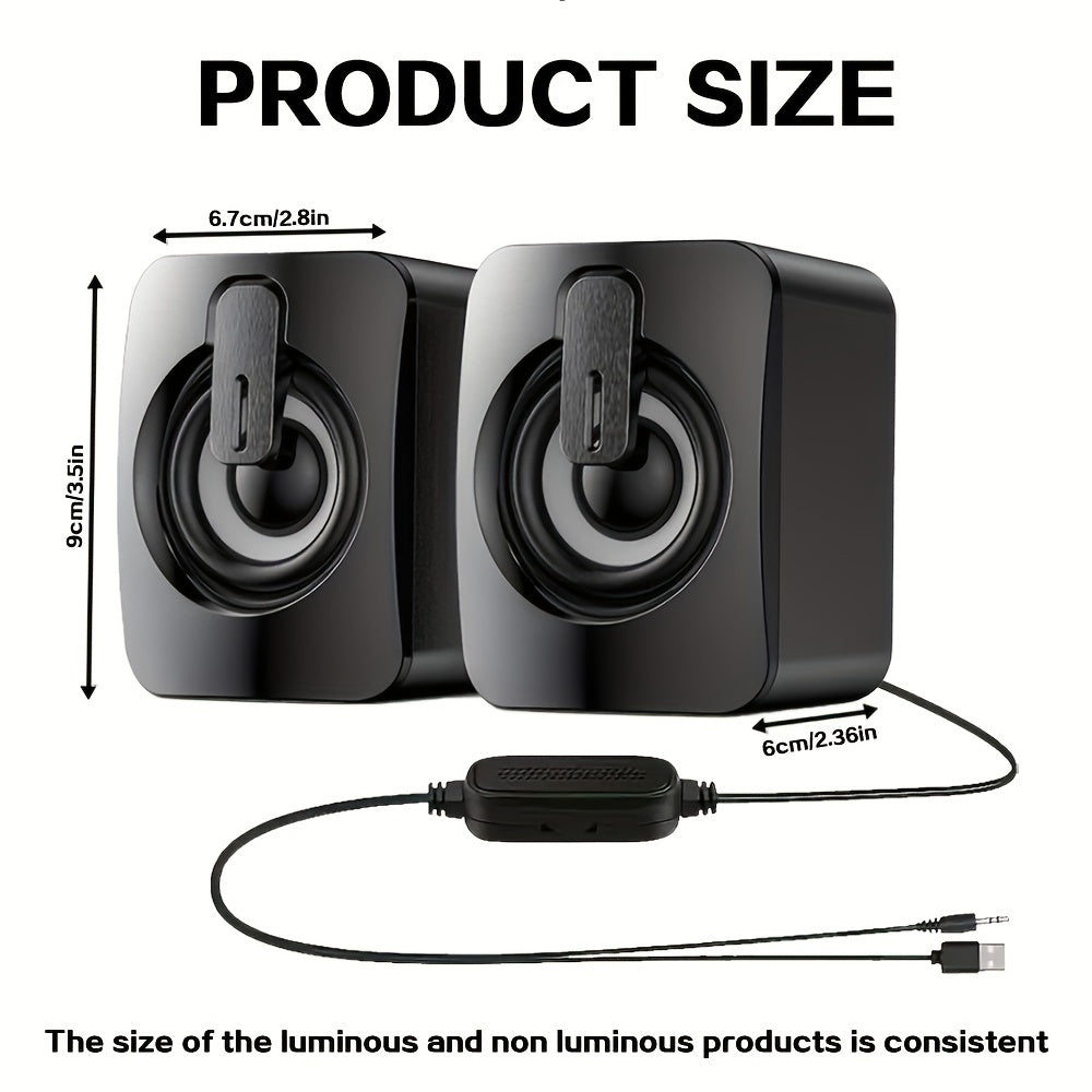 Computer Speakers for PC, HIFI Stereo Sound Box with LED Light, USB Wired Microphone for Desktop Computers