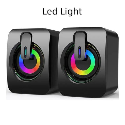 Computer Speakers for PC, HIFI Stereo Sound Box with LED Light, USB Wired Microphone for Desktop Computers