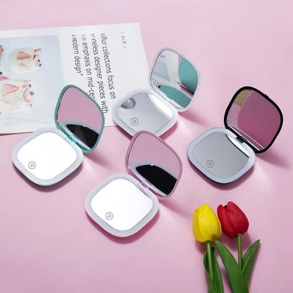 LED Double Sided Makeup Mirror With 3X Magnification USB Rechargeable Lighted Vanity Mirror