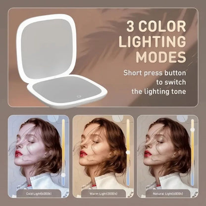 LED Double Sided Makeup Mirror With 3X Magnification USB Rechargeable Lighted Vanity Mirror