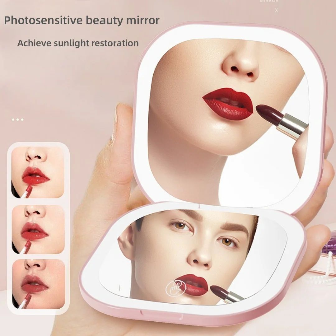 LED Double Sided Makeup Mirror With 3X Magnification USB Rechargeable Lighted Vanity Mirror