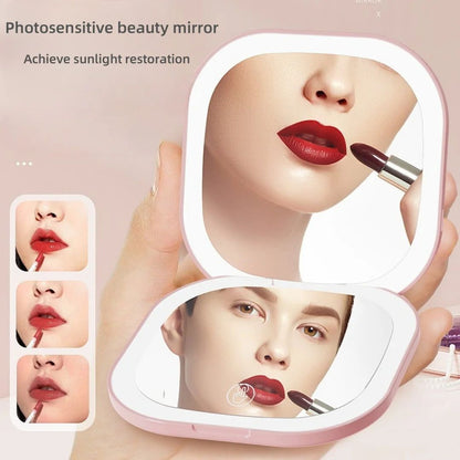 LED Double Sided Makeup Mirror With 3X Magnification USB Rechargeable Lighted Vanity Mirror
