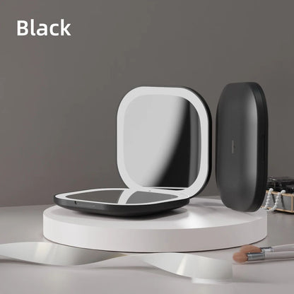 LED Double Sided Makeup Mirror With 3X Magnification USB Rechargeable Lighted Vanity Mirror