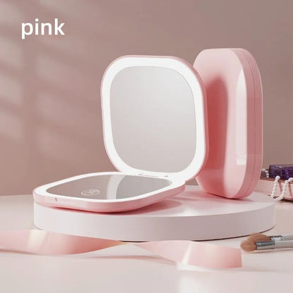 LED Double Sided Makeup Mirror With 3X Magnification USB Rechargeable Lighted Vanity Mirror