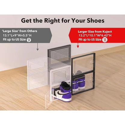 Clear Stackable Shoe Storage Boxes - Large Sneaker Organizer Containers, Space-Saving Shoe Rack Alternative