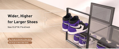 Clear Stackable Shoe Storage Boxes - Large Sneaker Organizer Containers, Space-Saving Shoe Rack Alternative