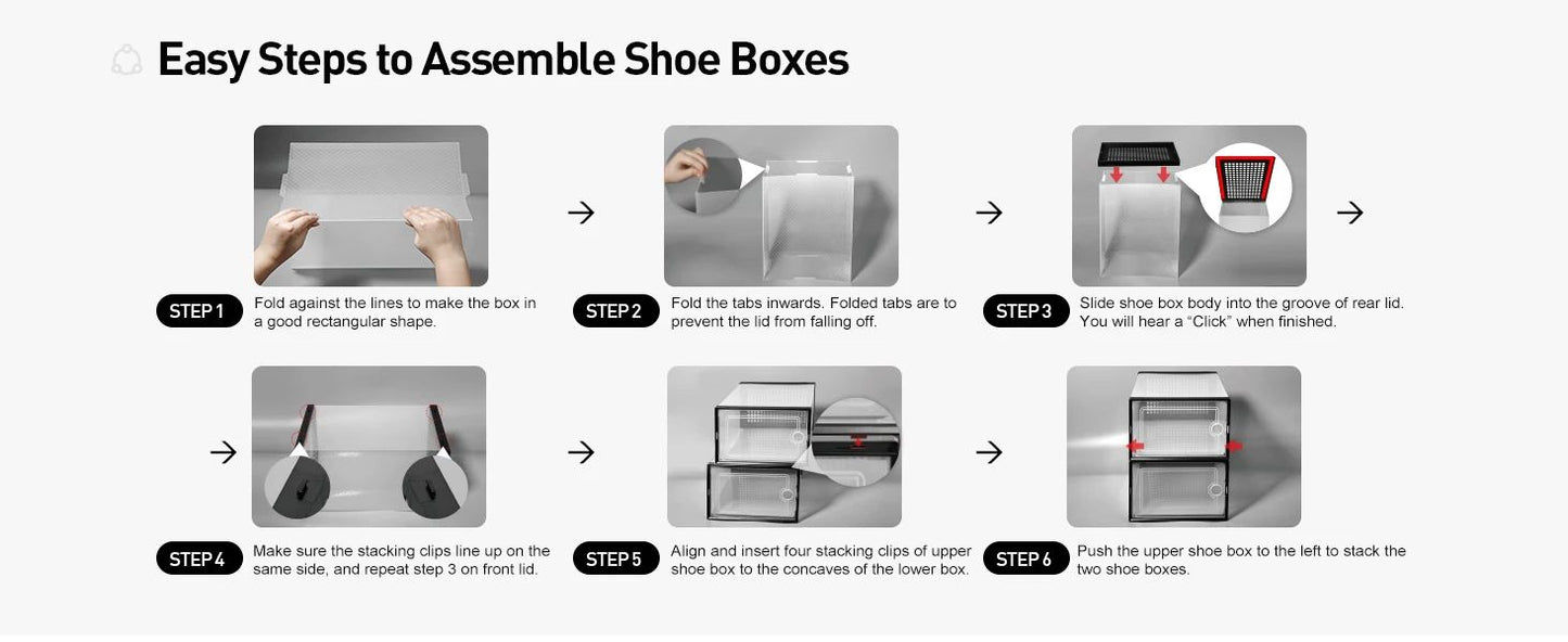 Clear Stackable Shoe Storage Boxes - Large Sneaker Organizer Containers, Space-Saving Shoe Rack Alternative