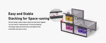 Clear Stackable Shoe Storage Boxes - Large Sneaker Organizer Containers, Space-Saving Shoe Rack Alternative