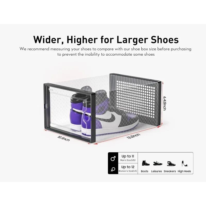 Clear Stackable Shoe Storage Boxes - Large Sneaker Organizer Containers, Space-Saving Shoe Rack Alternative