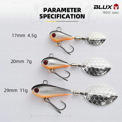 BLUX Spintail Jig Tail Spinner Lure, Long-Cast Metal Vibe with Copper Blade (4.5g/7g/11g)