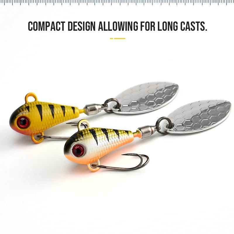 BLUX Spintail Jig Tail Spinner Lure, Long-Cast Metal Vibe with Copper Blade (4.5g/7g/11g)