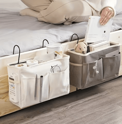 Minimalist Bedhead Storage Rack and Wall Mounted Bedside Basket