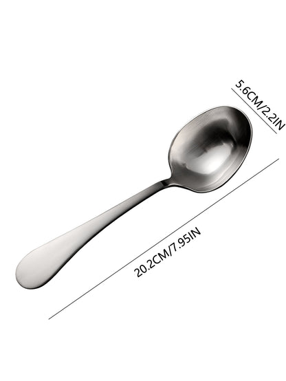 Deep Round Soup Spoons, Stainless Steel Large Soup Spoons for Cereal, Bouillon, Milk Soup, Perfect for Dinner Guests