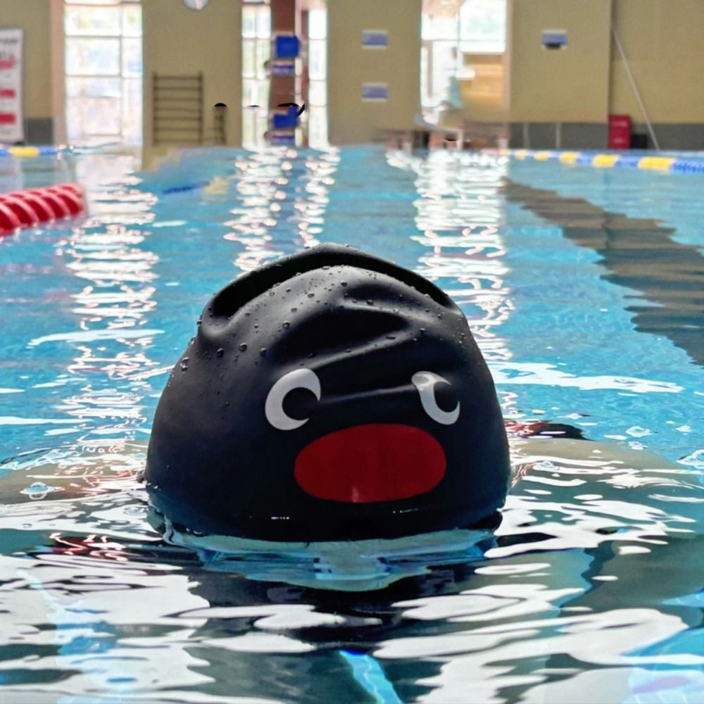 Cute Cartoon Silicone Swimming Cap with Ear Protection Waterproof Elastic Swim Hat