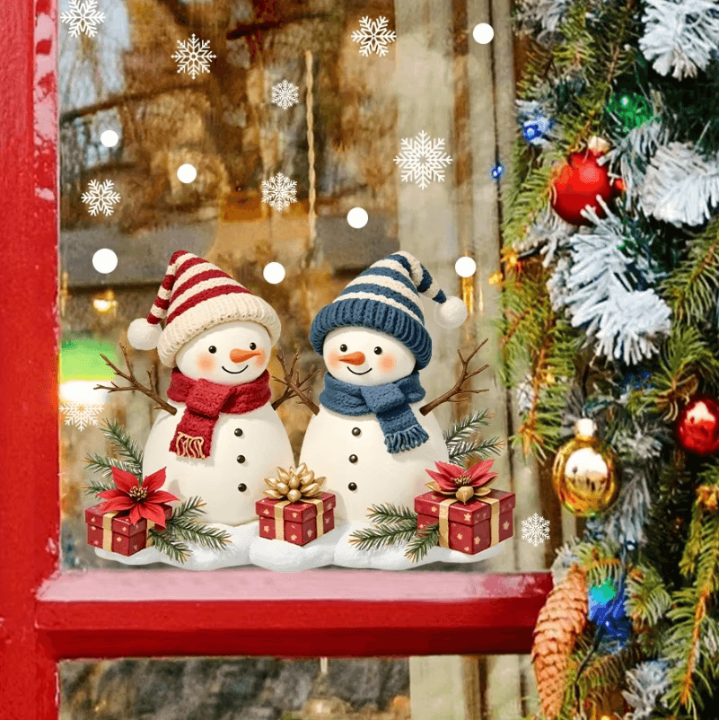Christmas Window Clings Snowman Static Cling Decal for Holiday Home Office Storefront Windows