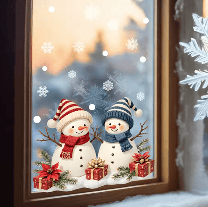 Christmas Window Clings Snowman Static Cling Decal for Holiday Home Office Storefront Windows