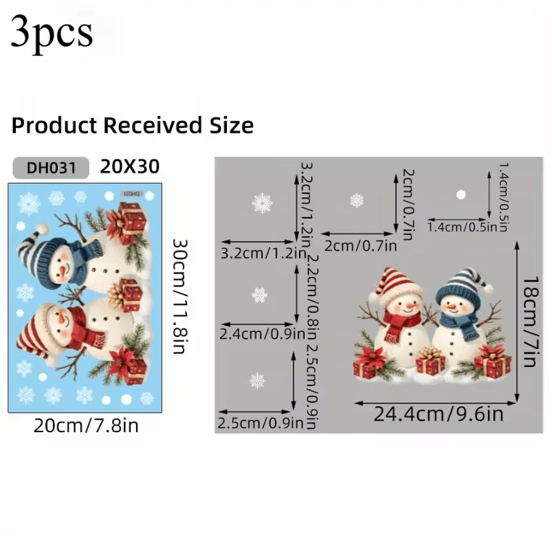 Christmas Window Clings Snowman Static Cling Decal for Holiday Home Office Storefront Windows