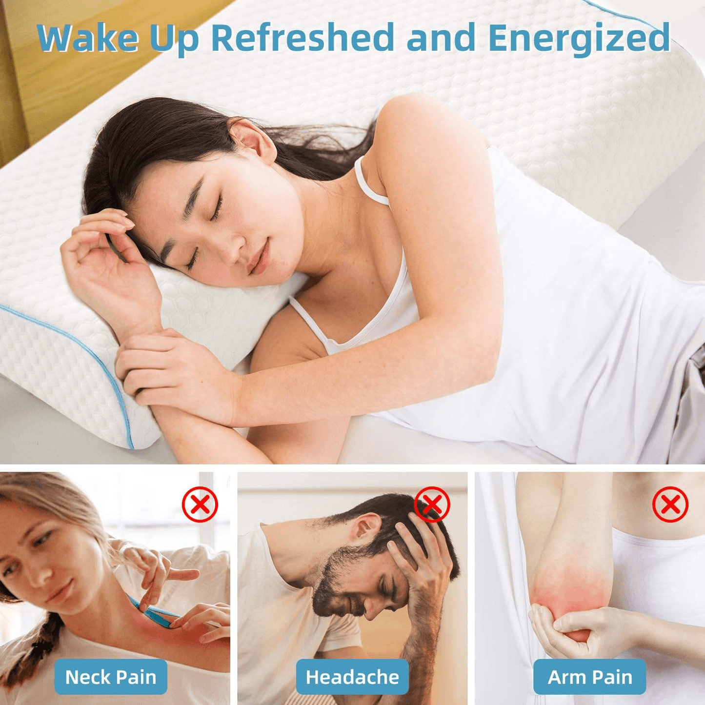 Memory Foam Pillow for Side Sleepers, Anti Pressure Arm Rest Pillow with Slow Rebound for Ultimate Comfort