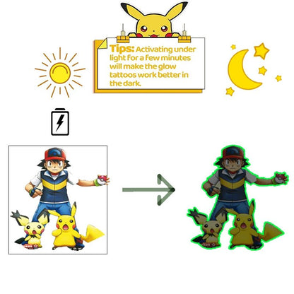 Glow Pokemon Tattoo Stickers