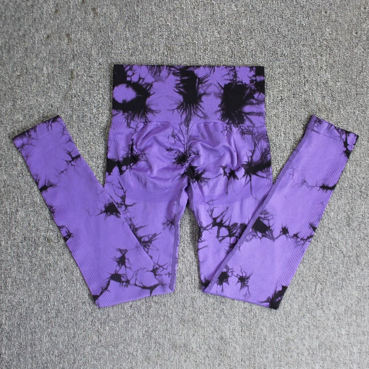 Womens Seamless Tie Dye High Waisted Yoga Leggings for Workout and Fitness