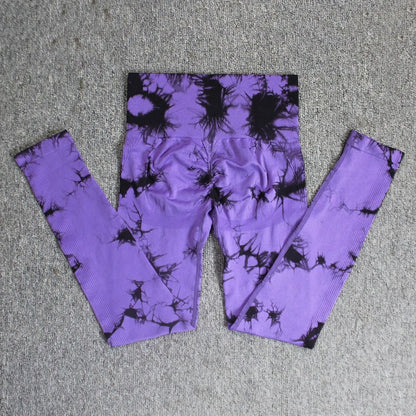 Womens Seamless Tie Dye High Waisted Yoga Leggings for Workout and Fitness