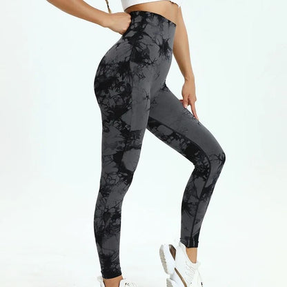 Womens Seamless Tie Dye High Waisted Yoga Leggings for Workout and Fitness
