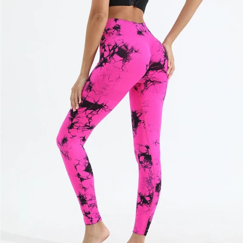 Womens Seamless Tie Dye High Waisted Yoga Leggings for Workout and Fitness