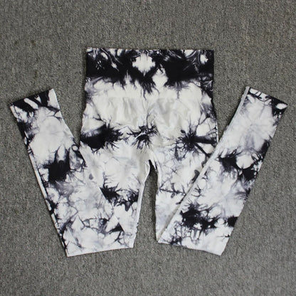 Womens Seamless Tie Dye High Waisted Yoga Leggings for Workout and Fitness