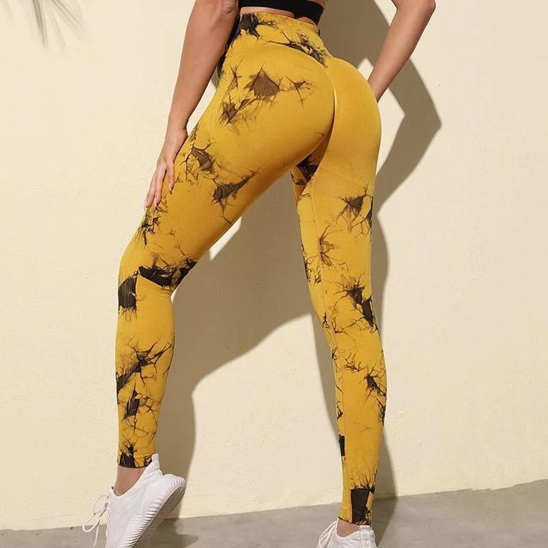Womens Seamless Tie Dye High Waisted Yoga Leggings for Workout and Fitness