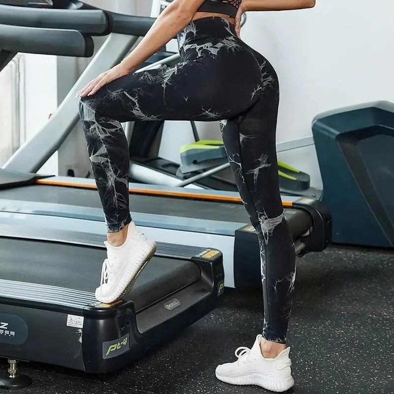 Womens Seamless Tie Dye High Waisted Yoga Leggings for Workout and Fitness