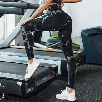 Womens Seamless Tie Dye High Waisted Yoga Leggings for Workout and Fitness