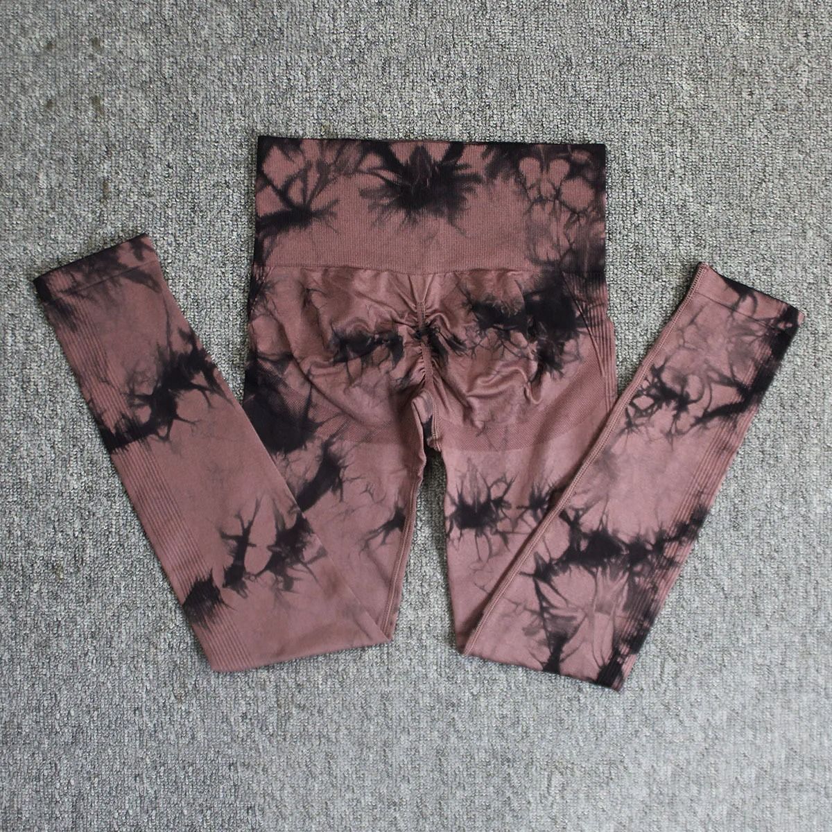 Womens Seamless Tie Dye High Waisted Yoga Leggings for Workout and Fitness